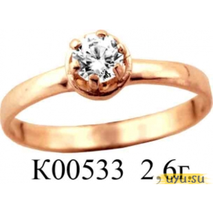 Золотое кольцо 585 пробы с фианитом, К00533
