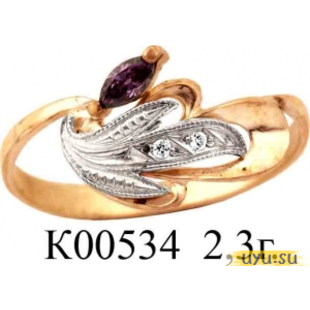 Золотое кольцо 585 пробы с фианитом, К00534