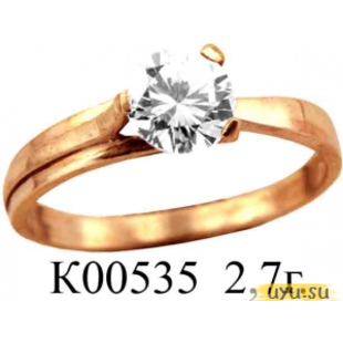 Золотое кольцо 585 пробы с фианитом, К00535