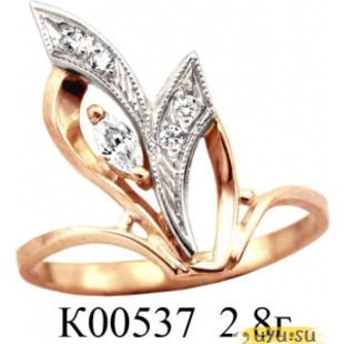 Золотое кольцо 585 пробы с фианитом, К00537