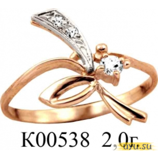 Золотое кольцо 585 пробы с фианитом, К00538