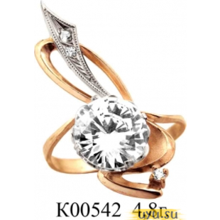 Золотое кольцо 585 пробы с фианитом, К00542