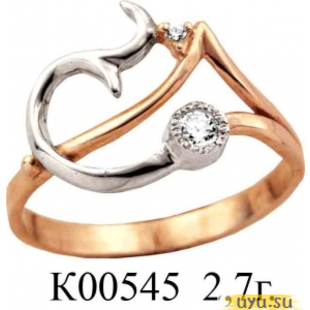 Золотое кольцо 585 пробы с фианитом, К00545