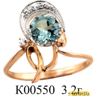 Золотое кольцо 585 пробы с фианитом, К00550