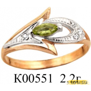 Золотое кольцо 585 пробы с фианитом, К00551