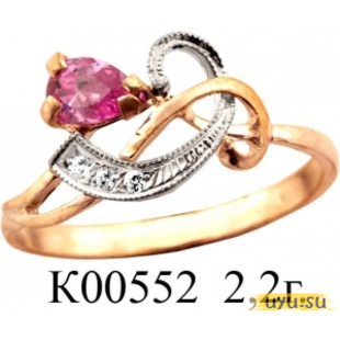 Золотое кольцо 585 пробы с фианитом, К00552