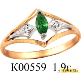 Золотое кольцо 585 пробы с фианитом, К00559