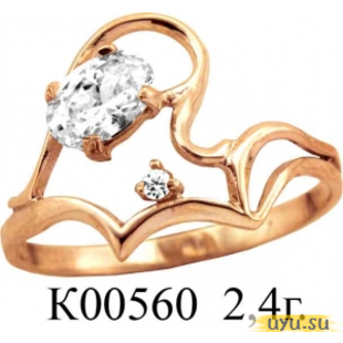 Золотое кольцо 585 пробы с фианитом, К00560