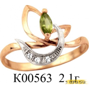 Золотое кольцо 585 пробы с фианитом, К00563