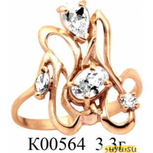 Золотое кольцо 585 пробы с фианитом, К00564