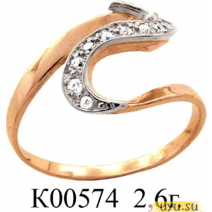Золотое кольцо 585 пробы с фианитом, К00574