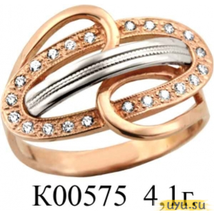 Золотое кольцо 585 пробы с фианитом, К00575