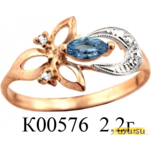 Золотое кольцо 585 пробы с фианитом, К00576