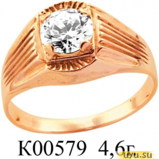 Золотое кольцо 585 пробы с фианитом, К00579