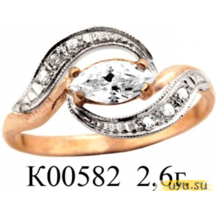 Золотое кольцо 585 пробы с фианитом, К00582