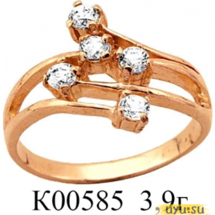Золотое кольцо 585 пробы с фианитом, К00585