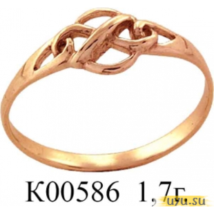 Золотое кольцо 585 пробы без камней К00586