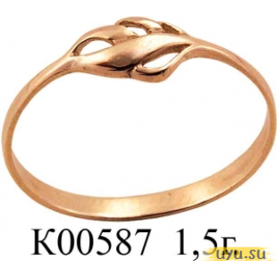Золотое кольцо 585 пробы без камней К00587