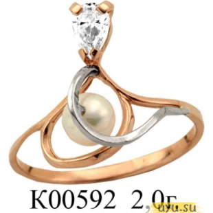 Золотое кольцо 585 пробы с фианитом, К00592