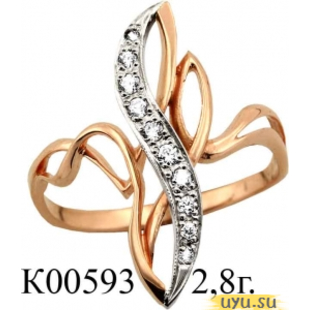 Золотое кольцо 585 пробы с фианитом, К00593