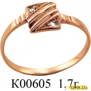 Золотое кольцо 585 пробы с фианитом, К00605