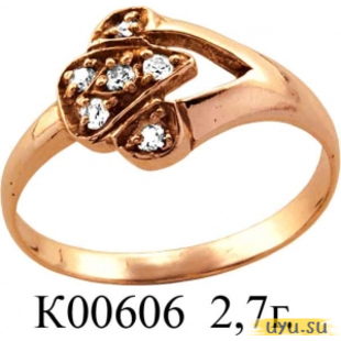 Золотое кольцо 585 пробы с фианитом, К00606