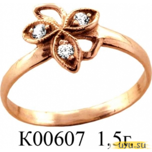 Золотое кольцо 585 пробы с фианитом, К00607