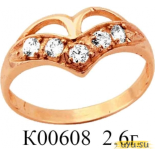 Золотое кольцо 585 пробы с фианитом, К00608