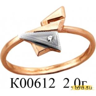 Золотое кольцо 585 пробы с фианитом, К00612