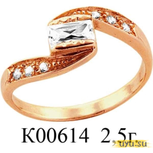 Золотое кольцо 585 пробы с фианитом, К00614