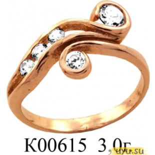 Золотое кольцо 585 пробы с фианитом, К00615