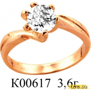 Золотое кольцо 585 пробы с фианитом, К00617