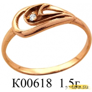 Золотое кольцо 585 пробы с фианитом, К00618
