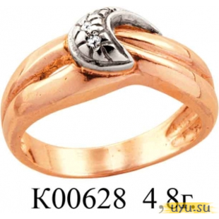 Золотое кольцо 585 пробы с фианитом, К00628
