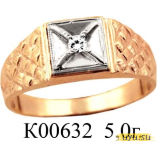 Золотое кольцо 585 пробы с фианитом, К00632