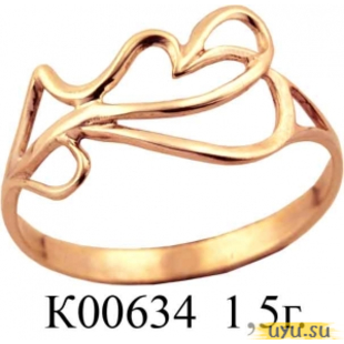 Золотое кольцо 585 пробы без камней К00634