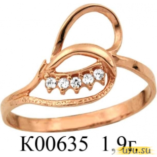 Золотое кольцо 585 пробы с фианитом, К00635