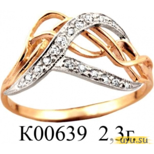 Золотое кольцо 585 пробы с фианитом, К00639