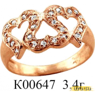 Золотое кольцо 585 пробы с фианитом, К00647