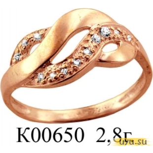 Золотое кольцо 585 пробы с фианитом, К00650