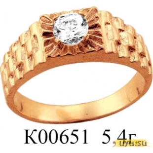 Золотое кольцо 585 пробы с фианитом, К00651