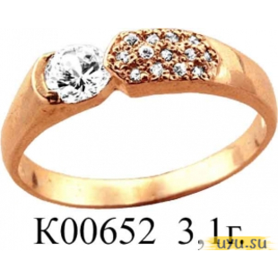 Золотое кольцо 585 пробы с фианитом, К00652