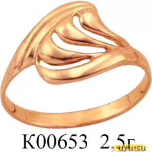 Золотое кольцо 585 пробы без камней К00653