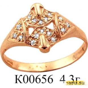 Золотое кольцо 585 пробы с фианитом, К00656