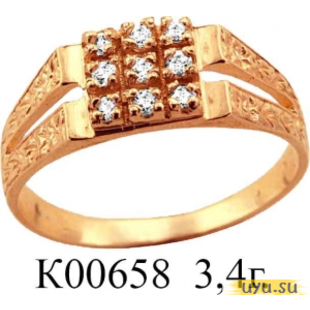 Золотое кольцо 585 пробы с фианитом, К00658