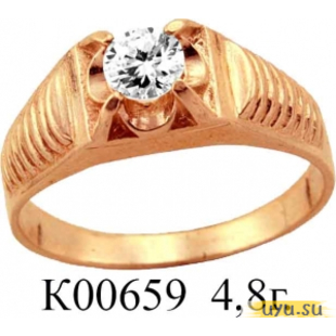 Золотое кольцо 585 пробы с фианитом, К00659