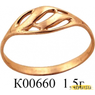 Золотое кольцо 585 пробы без камней К00660
