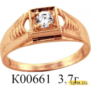 Золотое кольцо 585 пробы с фианитом, К00661