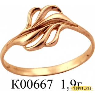 Золотое кольцо 585 пробы без камней К00667