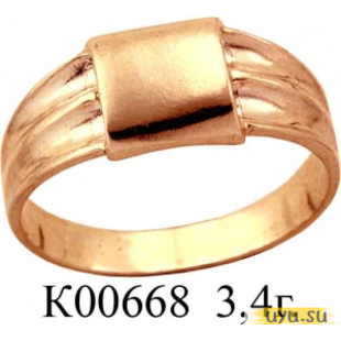 Золотое кольцо 585 пробы без камней К00668